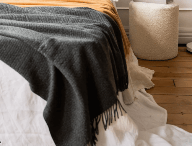 Cashmere Merino Cocoon Blanket Charcoal | Loom - Linen Boutique