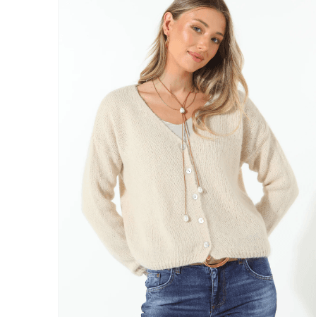 Mohair Fay Cardigan Oatmeal | Elizabeth Scott