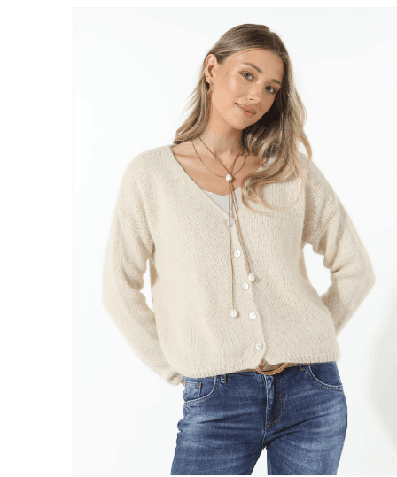 Mohair Fay Cardigan Oatmeal | Elizabeth Scott