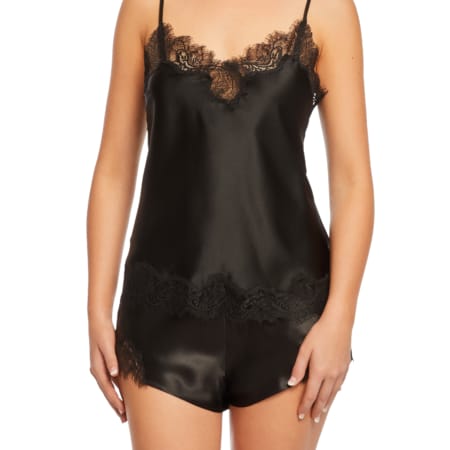 L31002 SCARLETTE SILK SATIN CAMI WITH LACE Black