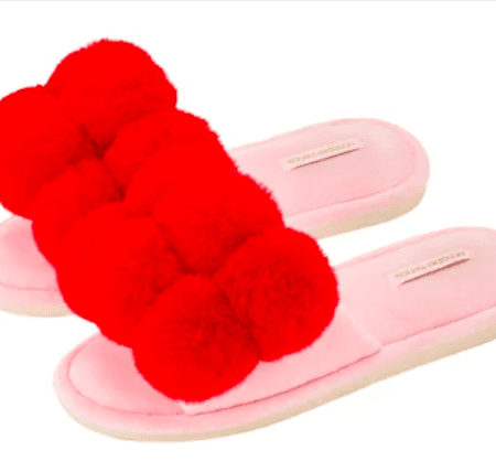 Fluffy Slippers Cherry Red Cosy Luxe - Linen Boutique
