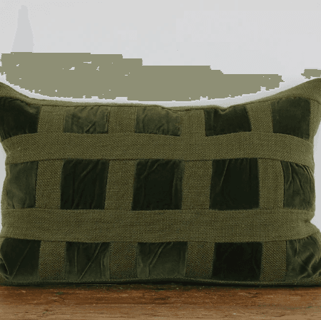 Emerald Velvet Checker Cushion