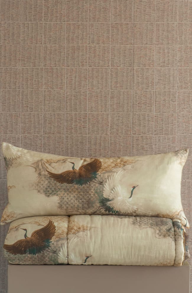 Tsuru Natural Comforter and Bolster Cushion Stack