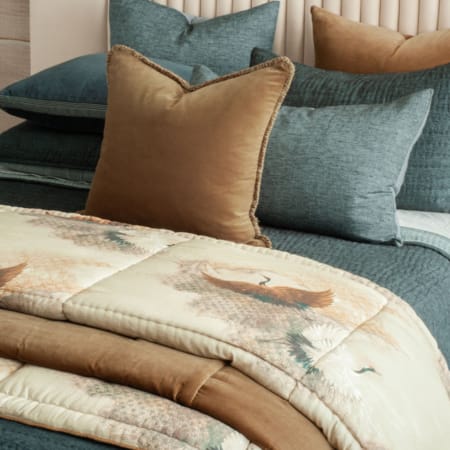Tsuru Natural and Anello Cedar Comforters Styled