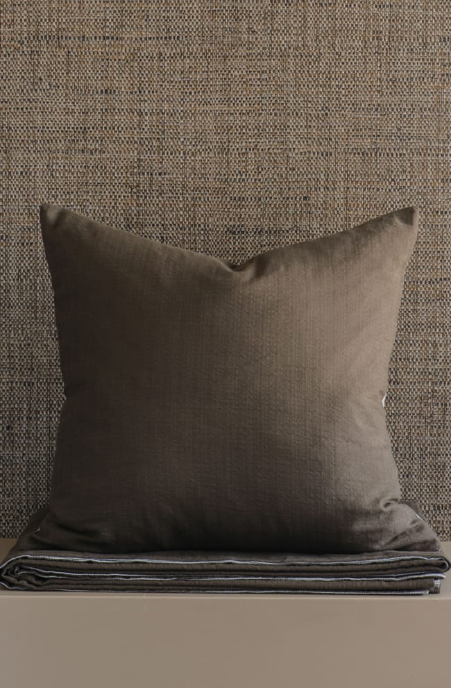 Meiya Cocoa Bedspread and Eurocase Stack