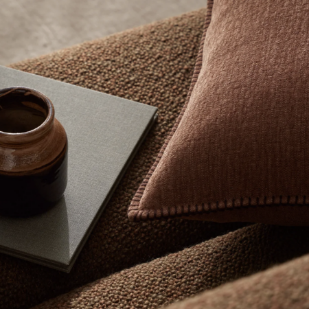 Alba Rust Blanket Stitch Cushion | Weave